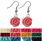 12 Pcs Fashion Style Multi Color Rose Flower Earrings