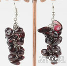 Lovely Cluster Style Garnet Charm Earrings With Fish Hook