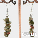 Wholesale Lovely Layered Green Piebald Stone Dangle Earrings With Fish Hook