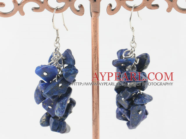 Fashion Cluster Style Lapis Stone Dangle Earrings With Wish Hook
