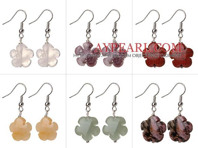 6 buc Beautiful Forma Multi Color flori piatră naturală și de cristal cercei