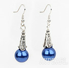 Simple, style couleur bleu foncé Perles Shell Boucles d'oreilles