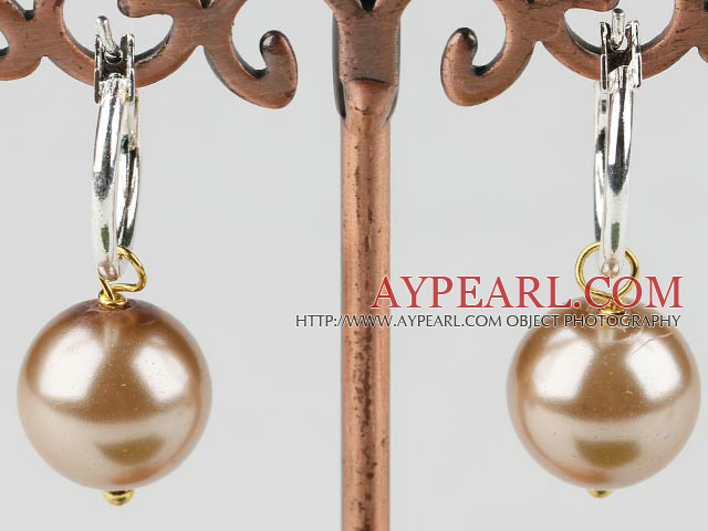 Lovely 12Mm Gold Color Acrylic Pearl Earrings With Ear Hoops