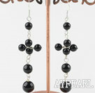 boucles d'oreilles noires d'agate