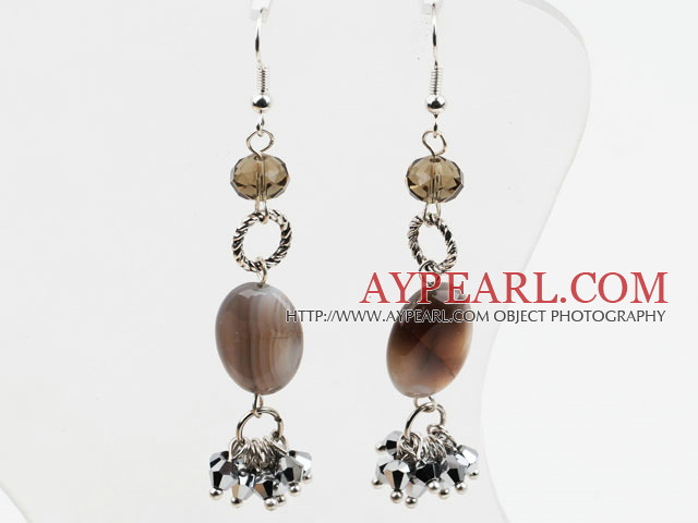 New Design Persian Agate and Crystal Dangle Earrings