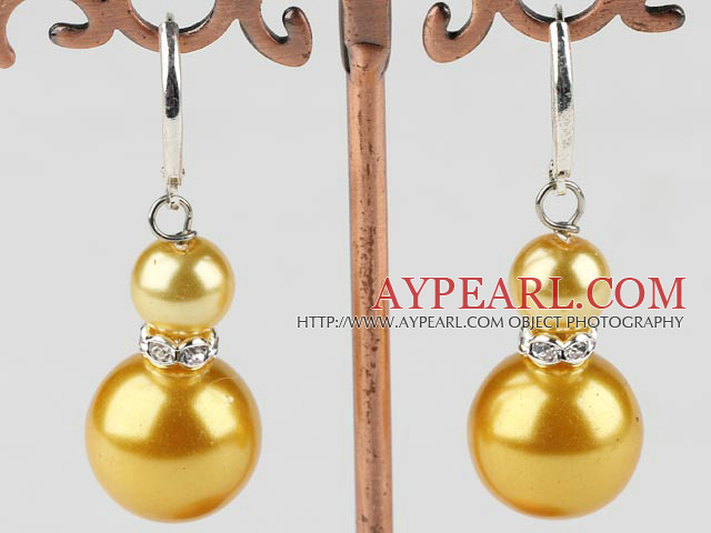 8-14mm light yellow acrylic pearl earrings