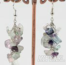 Fashion Cluster Style Rainbow Flourite Chips Stone Dangle Earrings With Fish Hook