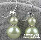 Beautiful 8-14Mm Round Apple Green Acrylic Pearl Drop Earrings With Ear Hoops