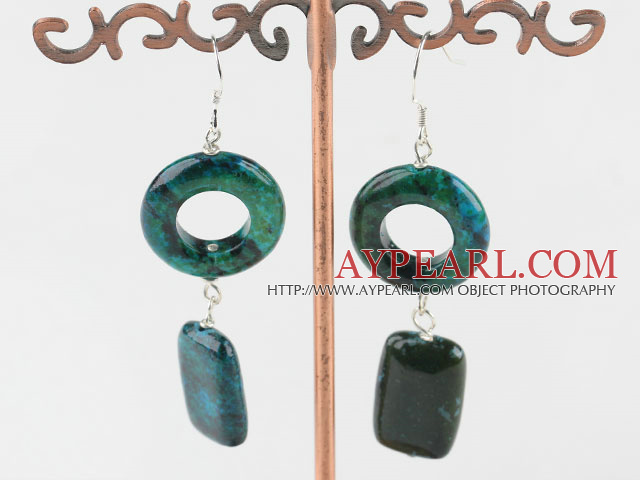 Nice Donut And Rectangle Shape Phoenix Stone Dangle Earrings With Fish Hook