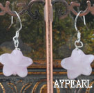 Lovely Short Style 16Mm Starfish Rose Quartz Dangle Earrings With Fish Hook