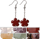 6 Pcs Beautiful Long Style Multi Color Flower Shape Natural Stone Earrings