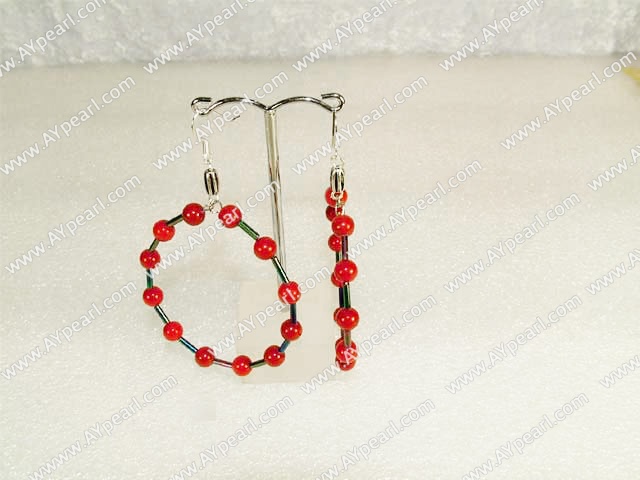 Grand Large Diameter Loops Red Bloodstone Hoop Earrings With Fish Hook