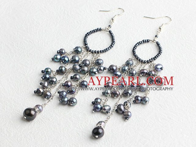 Boucles d'oreilles perles noires