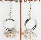 Natural Fashion White Fresh Water Pearl Hoop Earrings With Fish Hook