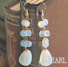 Elegant Opal Stone Drop Earrings With Fish Hook