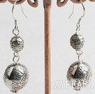 Lovely Ccb Silver Like Engraved Print Charm Earrings