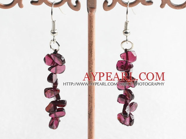 Lovely Garnet Stone Dangle Earrings With Fish Hook