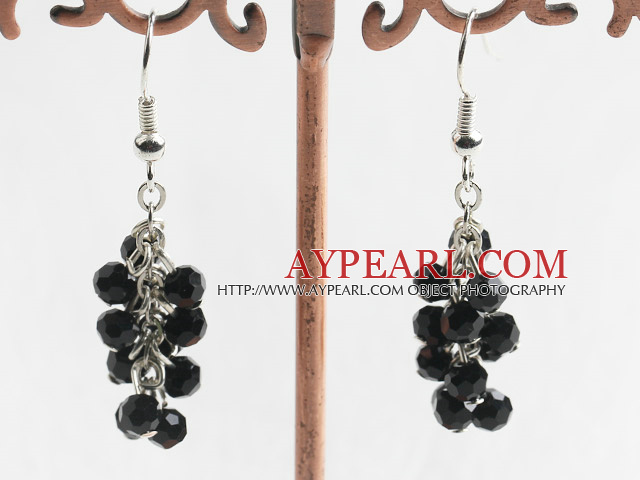 Fashion Cluster Style Black Crystal Earrings With Fish Hook