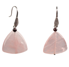 Lovely Fashion Style Triangular Rose Quartz Dangle Earrings
