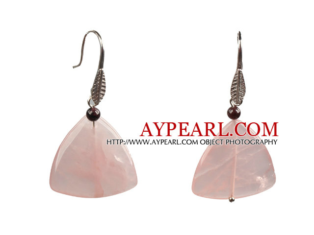 Nydelig Mote Stil Trekant Rose Quartz Dangle øredobber