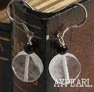 Fashion White And Black Crystal Earrings With Fish Hook