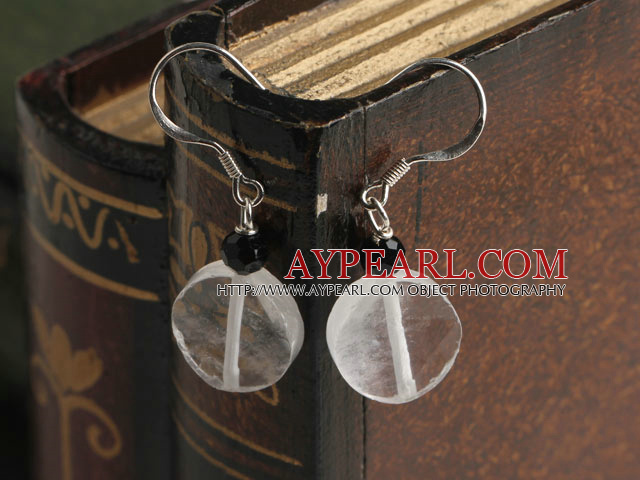 Fashion White And Black Crystal Earrings With Fish Hook