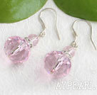 Wholesale Lovely Short Pink Czech Crystal Dangle Earrings With Fish Hook