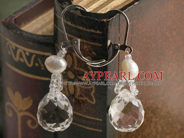 Lovely Teardrop White Crystal Loop Dangle Earrings With Lever Back Hook