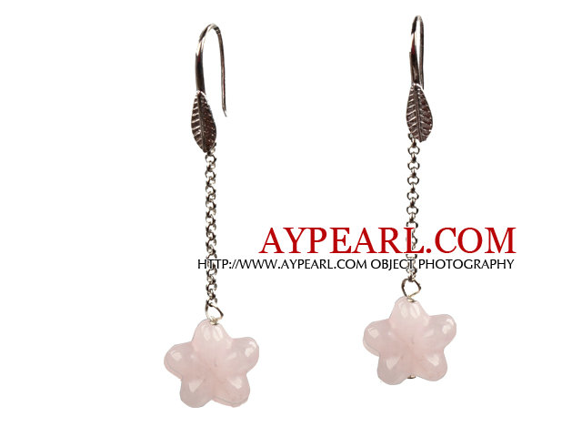 Belle Style Star longue forme d'oreilles Quartz Rose Dangle