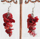 Fashion Cluster Style Mixed Shape Red Coral Dangle Earrings 
