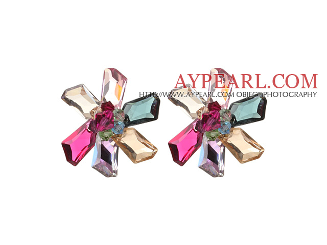 Beautiful Flower Shape Multi Color østerrikske Crystal Earrngs 