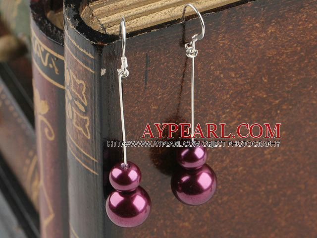 Fashion Long Style Purple Acrylic Ball Dangle Earrings With Fish Hook