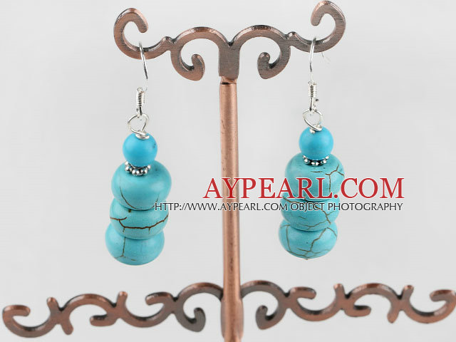 Simple Design Abacus Blue Turquoise Dangle Earrings With Fish Hook