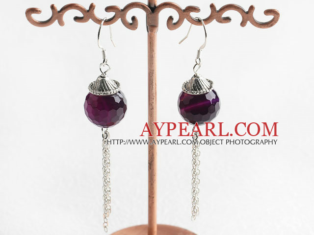 long style faceted agateのearrings