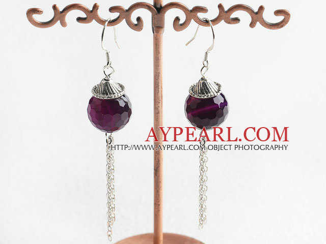 longues boucles d'oreilles en agate style de facettes