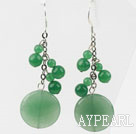 Dangle Style Round Shape Aventurine Earrings