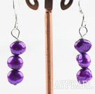 Style simple Dangle Dark Purple Boucles d'oreilles Pearl