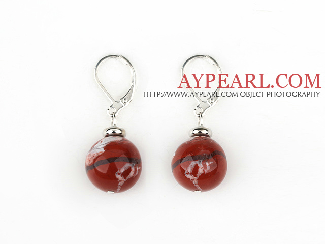 cute style 12mm boucles d'oreilles jaspe rouge