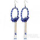 New Style Blue Series Blue Crystal Tassel Fashion Earrings