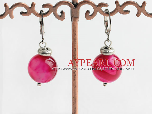 cute 12mm boucles d'oreilles en agate rose