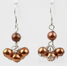 Dyed Golden Brown Color Freshwater Pearl Earrings