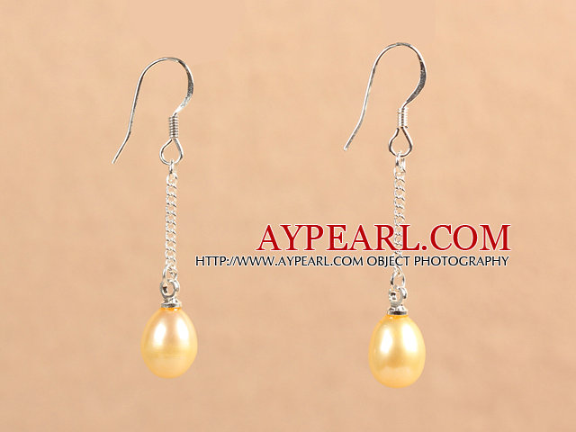 Boucles d'oreilles Simple Mode Champagne Natural Color Freshwater Pearl Dangle