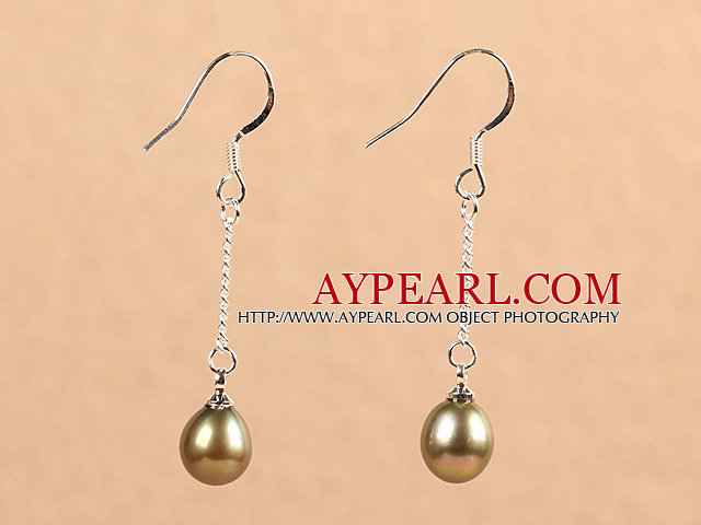 Simple Fashion Light Brown Natural Freshwater Pearl Dangle Earrings