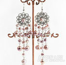 chandelier shape beautiful pink 4-7mm pearl earrings