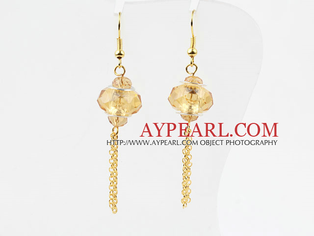 New Design Long Style Yellow Colored Glaze Charm Earrings