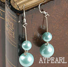 cute light blue sea shell beads earrings(with space between beads