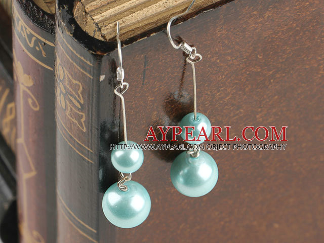 cute light blue sea shell beads earrings(with space between beads