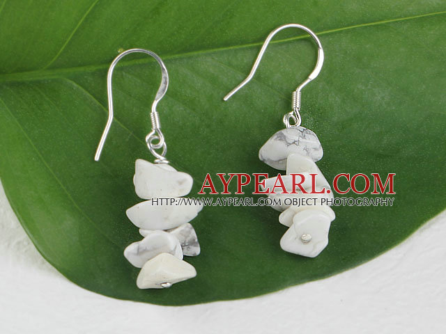 finely carved white turquoise chips earrings
