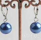 12mm shell bleu perles Boucles d'oreilles