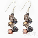 Favorite Brown Freshwater Pearl And Smoky Quartz Cluster Dangle Earrings With Fish Hook